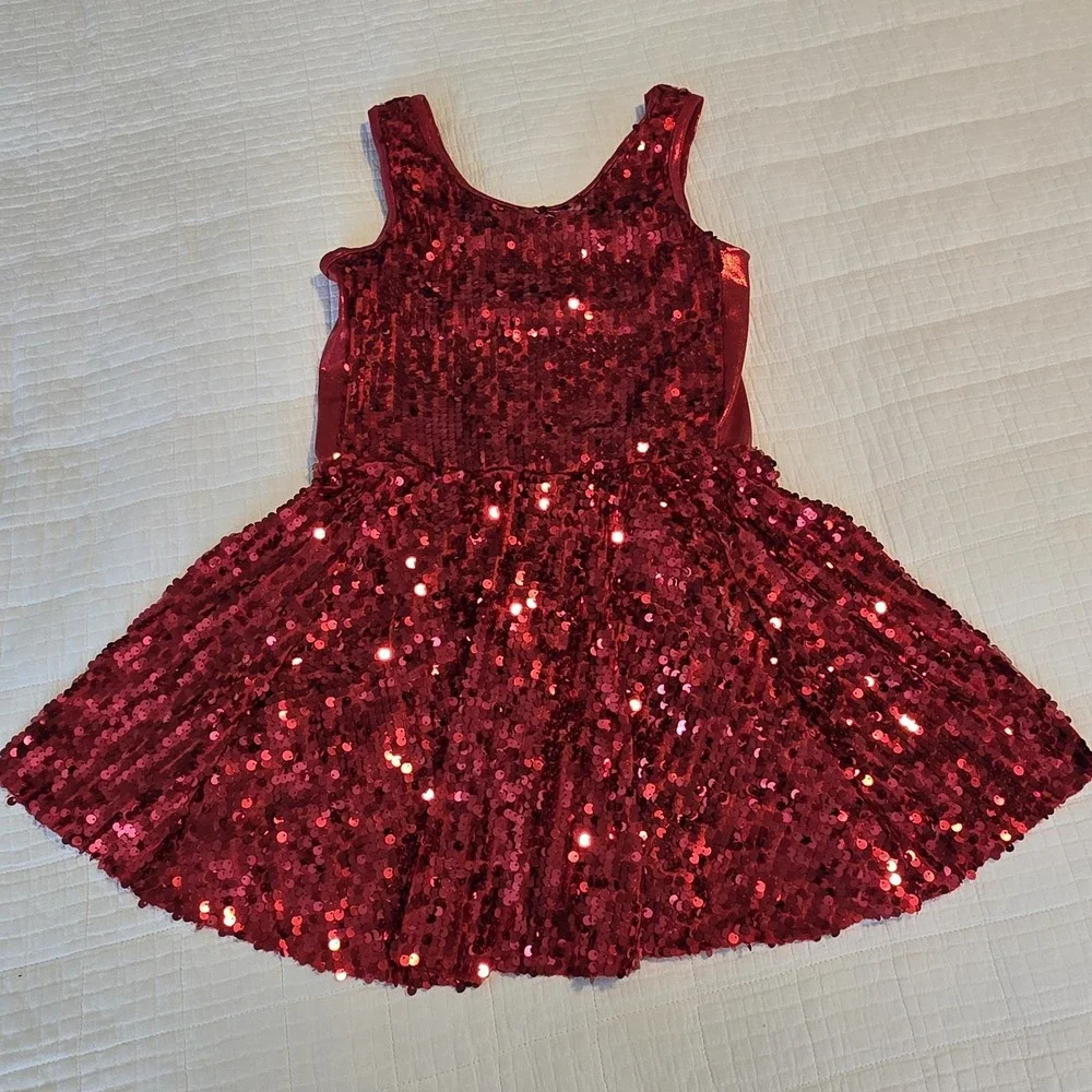 Weissman Girls Dance Costume Red Sequin Size MC Child Great Condition